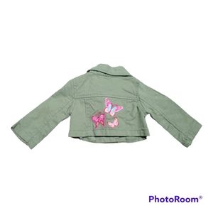Nannette Baby Cropped Embroidered Butterflies Green Utility Jacket 3-6 M…
